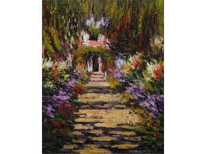 Monet Paintings: Garden Path at Giverny - Hand Painted Canvas Art Monet Paintings: Garden Path at Giverny - Hand Painted Canvas Art