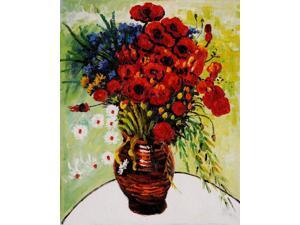 Vase with Daisies and Poppies - Hand Painted Canvas Art Vase with Daisies and Poppies - Hand Painted Canvas Art