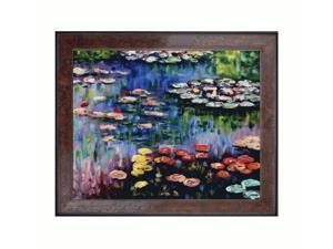 Art Reproduction Oil Painting - Monet Paintings: Water Lilies (pink) with Sambrosa Distressed Cherry Frame - 22" X 26" - Hand Painted Framed Canvas Art Art Reproduction Oil Painting - Monet Paintings: Water Lilies (pink) with Sambrosa Distressed Cherry Frame - 22" X 26" - Hand Painted Framed Canvas Art