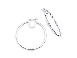 Solid 18K White Gold Hoops Big Round Diamond Earrings Solid 18K White Gold Hoops Big Round Diamond Earrings