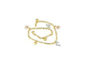 14k Yellow White Rose Gold Dolphin Heart Star Anklet 14k Yellow White Rose Gold Dolphin Heart Star Anklet