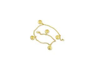 14k Yellow Gold Sun Charms Rolo Chain Ankle Bracelet 14k Yellow Gold Sun Charms Rolo Chain Ankle Bracelet