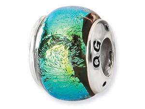 925 Sterling Silver Green Dichroic Glass Jewelry Bead 925 Sterling Silver Green Dichroic Glass Jewelry Bead