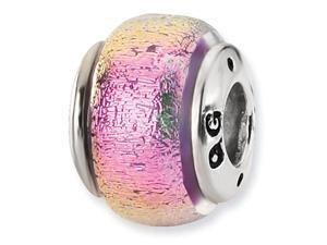 925 Sterling Silver Purple Dichroic Glass Jewelry Bead 925 Sterling Silver Purple Dichroic Glass Jewelry Bead
