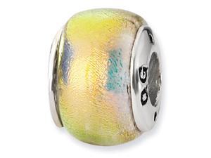 925 Sterling Silver Dichroic Glass Orange Jewelry Bead 925 Sterling Silver Dichroic Glass Orange Jewelry Bead