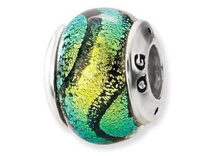 925 Sterling Silver Yellow Stripes Dichroic Glass Bead 925 Sterling Silver Yellow Stripes Dichroic Glass Bead