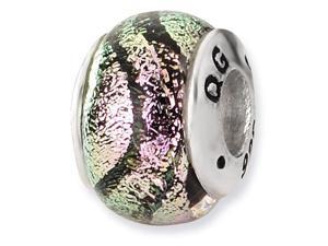 925 Sterling Silver Pink Stripes Dichroic Glass Bead 925 Sterling Silver Pink Stripes Dichroic Glass Bead