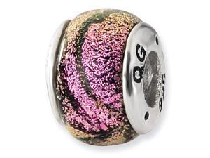 925 Sterling Silver Purple Stripes Dichroic Glass Bead 925 Sterling Silver Purple Stripes Dichroic Glass Bead