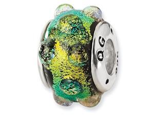 925 Silver Green Bubbles Dichroic Glass Jewelry Bead 925 Silver Green Bubbles Dichroic Glass Jewelry Bead