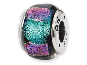 925 Sterling Silver Charm 1/4” Blue Dichroic Glass Bead 925 Sterling Silver Charm 1/4” Blue Dichroic Glass Bead