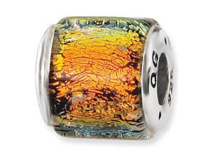 925 Silver 3/8” Wide Orange Dichroic Glass Jewelry Bead 925 Silver 3/8” Wide Orange Dichroic Glass Jewelry Bead