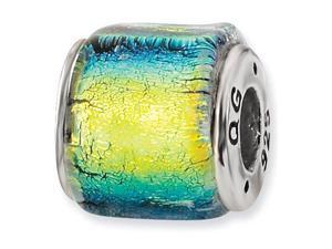 925 Silver 3/8” Wide Yellow Dichroic Glass Jewelry Bead 925 Silver 3/8” Wide Yellow Dichroic Glass Jewelry Bead