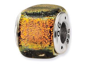 925 Sterling Silver Square Orange Dichroic Glass Bead 925 Sterling Silver Square Orange Dichroic Glass Bead