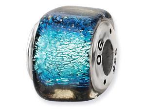 925 Sterling Silver Square Blue Dichroic Glass Bead 925 Sterling Silver Square Blue Dichroic Glass Bead