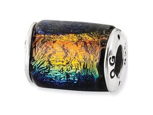 925 Sterling Silver Rainbow Barrel Dichroic Glass Bead 925 Sterling Silver Rainbow Barrel Dichroic Glass Bead