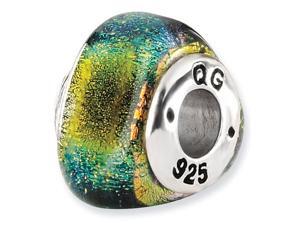 925 Sterling Silver Triangle Yellow Dichroic Glass Bead 925 Sterling Silver Triangle Yellow Dichroic Glass Bead