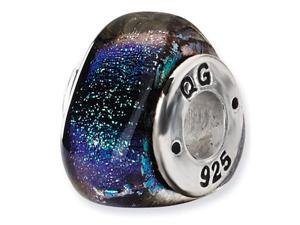925 Sterling Silver Triangle Green Dichroic Glass Bead 925 Sterling Silver Triangle Green Dichroic Glass Bead