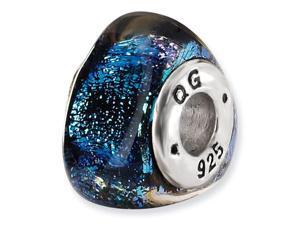 925 Sterling Silver Triangle Blue Dichroic Glass Bead 925 Sterling Silver Triangle Blue Dichroic Glass Bead