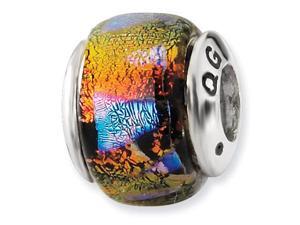 925 Silver Orange Multicolor Charm Dichroic Glass Bead 925 Silver Orange Multicolor Charm Dichroic Glass Bead