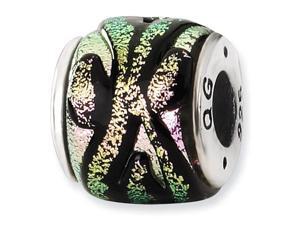925 Sterling Silver 3/8” Pink Dichroic Glass Charm Bead 925 Sterling Silver 3/8” Pink Dichroic Glass Charm Bead
