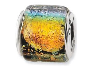 925 Silver Wide Multicolor Dichroic Glass Jewelry Bead 925 Silver Wide Multicolor Dichroic Glass Jewelry Bead