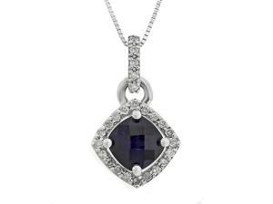 Metro Jewelry Woman's Sterling Silver Pendant Created Sapphire and Diamonds Metro Jewelry Woman's Sterling Silver Pendant Created Sapphire and Diamonds