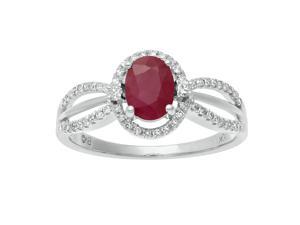 Metro Jewelry Woman's 10K White Gold Ring with Ruby and Diamonds Metro Jewelry Woman's 10K White Gold Ring with Ruby and Diamonds