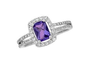 Metro Jewelry Woman's Sterling Silver Ring with Amethyst Created White Sapphire Metro Jewelry Woman's Sterling Silver Ring with Amethyst Created White Sapphire
