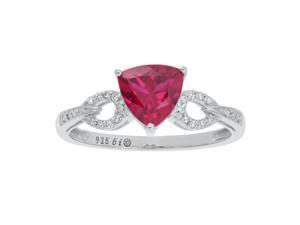 Metro Jewelry Woman's Sterling Silver Ring with Created Ruby and Diamonds Metro Jewelry Woman's Sterling Silver Ring with Created Ruby and Diamonds