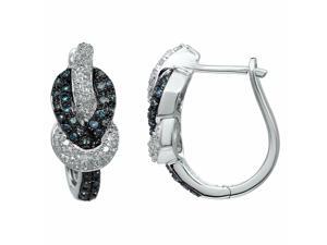 Metro Jewelry Sterling Silver Earrings with Blue & White .65 cttw Diamonds Metro Jewelry Sterling Silver Earrings with Blue & White .65 cttw Diamonds