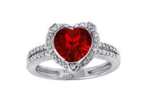 Metro Jewelry Women's Sterling Silver Ring with Created Ruby and Diamond Size 5 Metro Jewelry Women's Sterling Silver Ring with Created Ruby and Diamond Size 5