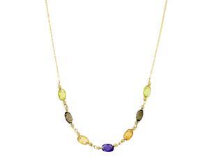 Metro Jewelry Women's 10K Yellow Gold Necklace with Multi Colored Stones Metro Jewelry Women's 10K Yellow Gold Necklace with Multi Colored Stones