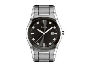 Bulova 96D104 Men's Bracelet Watch - Black Dial 8 Diamonds Bulova 96D104 Men's Bracelet Watch - Black Dial 8 Diamonds