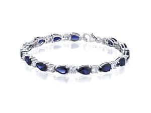 Perfect Allure: Pear Shape Blue Sapphire & White CZ Gemstone Bracelet in Sterling Silver Perfect Allure: Pear Shape Blue Sapphire & White CZ Gemstone Bracelet in Sterling Silver