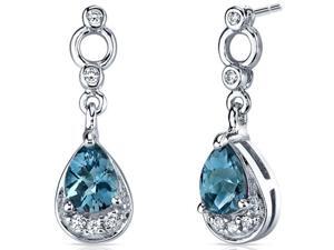 Oravo Classy SE7146 - 1.50 Carats London Blue Topaz Dangle Earrings in Sterling Silver Oravo Classy SE7146 - 1.50 Carats London Blue Topaz Dangle Earrings in Sterling Silver