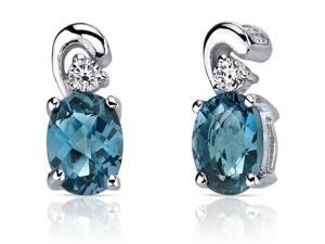 Sleek and Radiant 1.50 Carats London Blue Topaz Earrings in Sterling Silver Sleek and Radiant 1.50 Carats London Blue Topaz Earrings in Sterling Silver