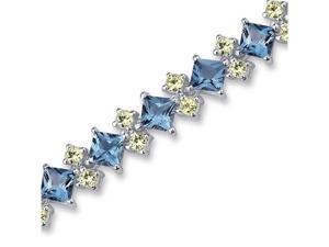 Distinctive Design 17.50 carats total weight Princess & Round Cut London Blue Topaz Peridot Bracelet in Sterling Silver Distinctive Design 17.50 carats total weight Princess & Round Cut London Blue Topaz Peridot Bracelet in Sterling Silver