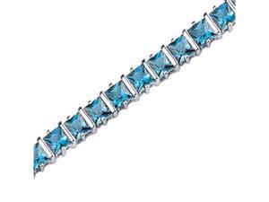 Gracefully Impressive: 13.25 carats total weight Princess Cut London Blue Topaz Gemstone Bracelet in Sterling Silver Gracefully Impressive: 13.25 carats total weight Princess Cut London Blue Topaz Gemstone Bracelet in Sterling Silver