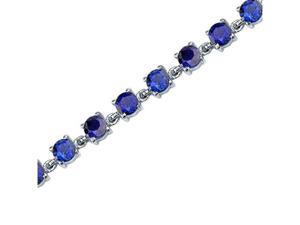 Eternally Magnificent: Round Shape Blue Sapphire Gemstone Bracelet in Sterling Silver Eternally Magnificent: Round Shape Blue Sapphire Gemstone Bracelet in Sterling Silver