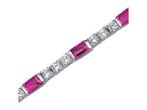 Scintillating Charm: Baguette Cut Ruby & White CZ Gemstone Bracelet in Sterling Silver Scintillating Charm: Baguette Cut Ruby & White CZ Gemstone Bracelet in Sterling Silver