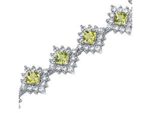 Timeless Splendor: 2.50 carats total weight Princess Cut Peridot & White CZ Gemstone Bracelet in Sterling Silver Timeless Splendor: 2.50 carats total weight Princess Cut Peridot & White CZ Gemstone Bracelet in Sterling Silver