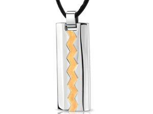 Stainless Steel Two tone Fancy Dog Tag Pendant with adjustable Black Cord Stainless Steel Two tone Fancy Dog Tag Pendant with adjustable Black Cord