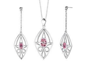 Oval Shape Pink Cubic Zirconia Pendant Earrings Set in Sterling Silver Oval Shape Pink Cubic Zirconia Pendant Earrings Set in Sterling Silver