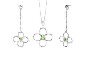 2.75 carats Round Shape Peridot Pendant Earrings Set in Sterling Silver 2.75 carats Round Shape Peridot Pendant Earrings Set in Sterling Silver