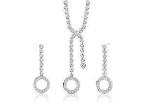 Brilliant Beauty: Sterling Silver Lariat Tennis Necklace Earrings Set with White CZ Diamonds Brilliant Beauty: Sterling Silver Lariat Tennis Necklace Earrings Set with White CZ Diamonds