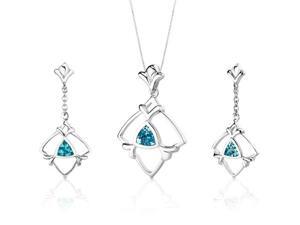 Artful 1.75 carats Trillion Cut Sterling Silver London Blue Topaz Pendant Earrings Set Artful 1.75 carats Trillion Cut Sterling Silver London Blue Topaz Pendant Earrings Set