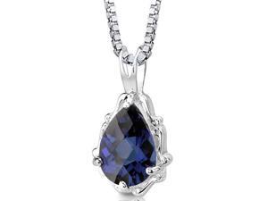 Imperial Beauty Pear-Shaped Checkerboard-Cut Blue Sapphire Pendant with 18-inch Sterling Silver Necklace Imperial Beauty Pear-Shaped Checkerboard-Cut Blue Sapphire Pendant with 18-inch Sterling Silver Necklace
