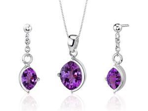 Museum Design 4.00 carats Marquise Cut Sterling Silver Amethyst Pendant Earrings Set Museum Design 4.00 carats Marquise Cut Sterling Silver Amethyst Pendant Earrings Set