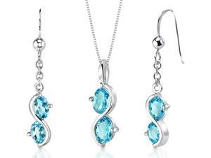 Oravo 3.75 Ct. 2-Stone Oval Swiss Blue Topaz Sterling Silver Pendant Necklace and Earrings Set Oravo 3.75 Ct. 2-Stone Oval Swiss Blue Topaz Sterling Silver Pendant Necklace and Earrings Set