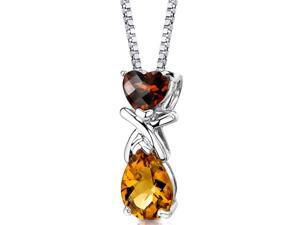 Irresistible Allure: Sterling Silver 2.50 carats Multishape Checkerboard Cut Garnet and Citrine Pendant with 18 inch Silver Necklace Irresistible Allure: Sterling Silver 2.50 carats Multishape Checkerboard Cut Garnet and Citrine Pendant with 18 inch Silver Necklace